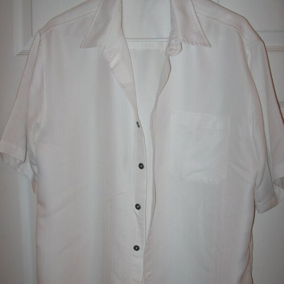 Royal Robbins Short Sleeve Lightly Textured Button Front Shirt Men's Large White - Picture 1 of 3